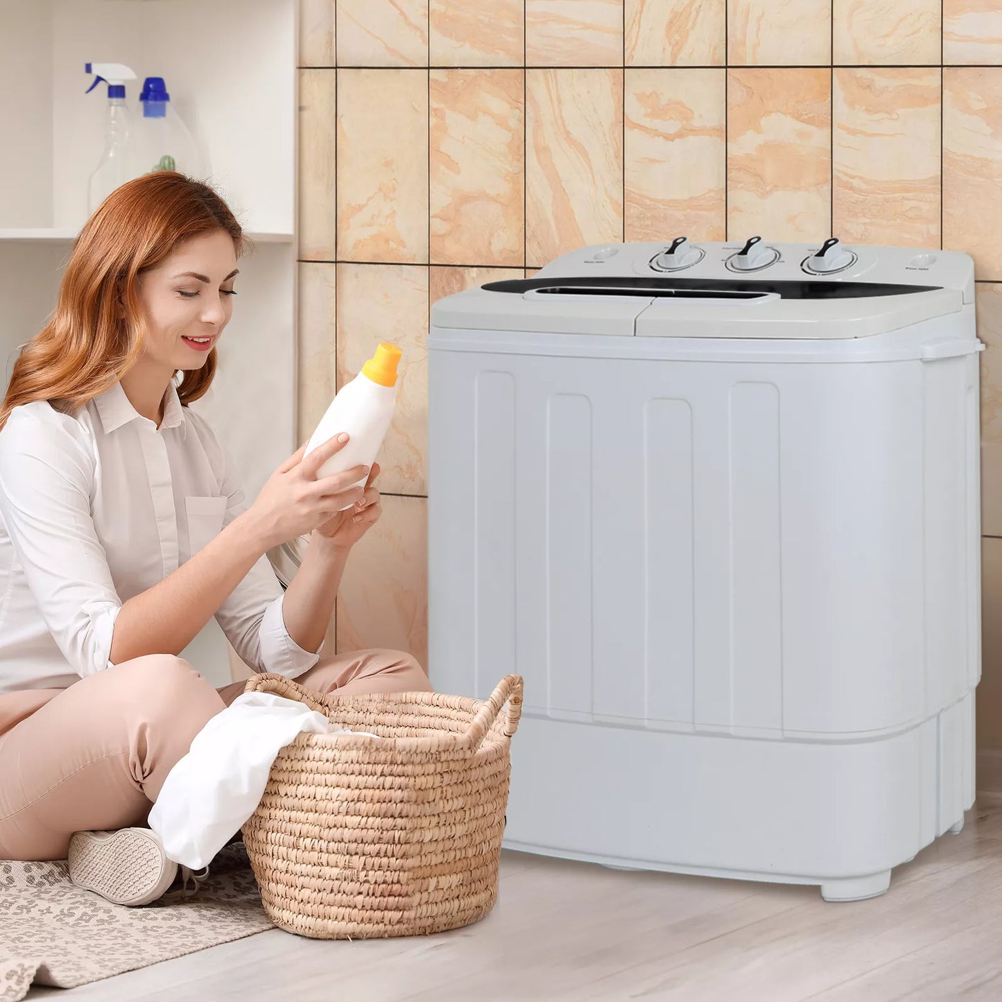 Mini twin-tub wasmachine