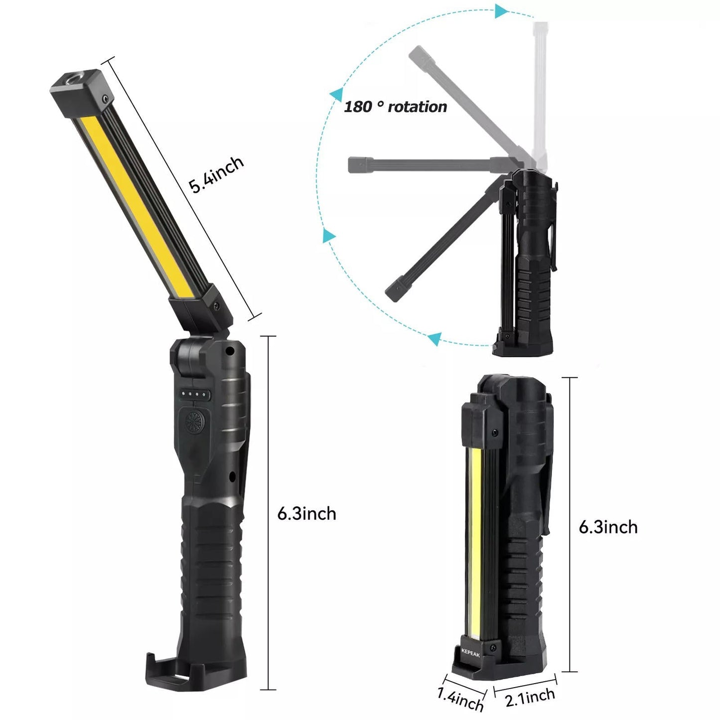 Rechargeable Magnetic Flashlight For Mechanics And Workplace