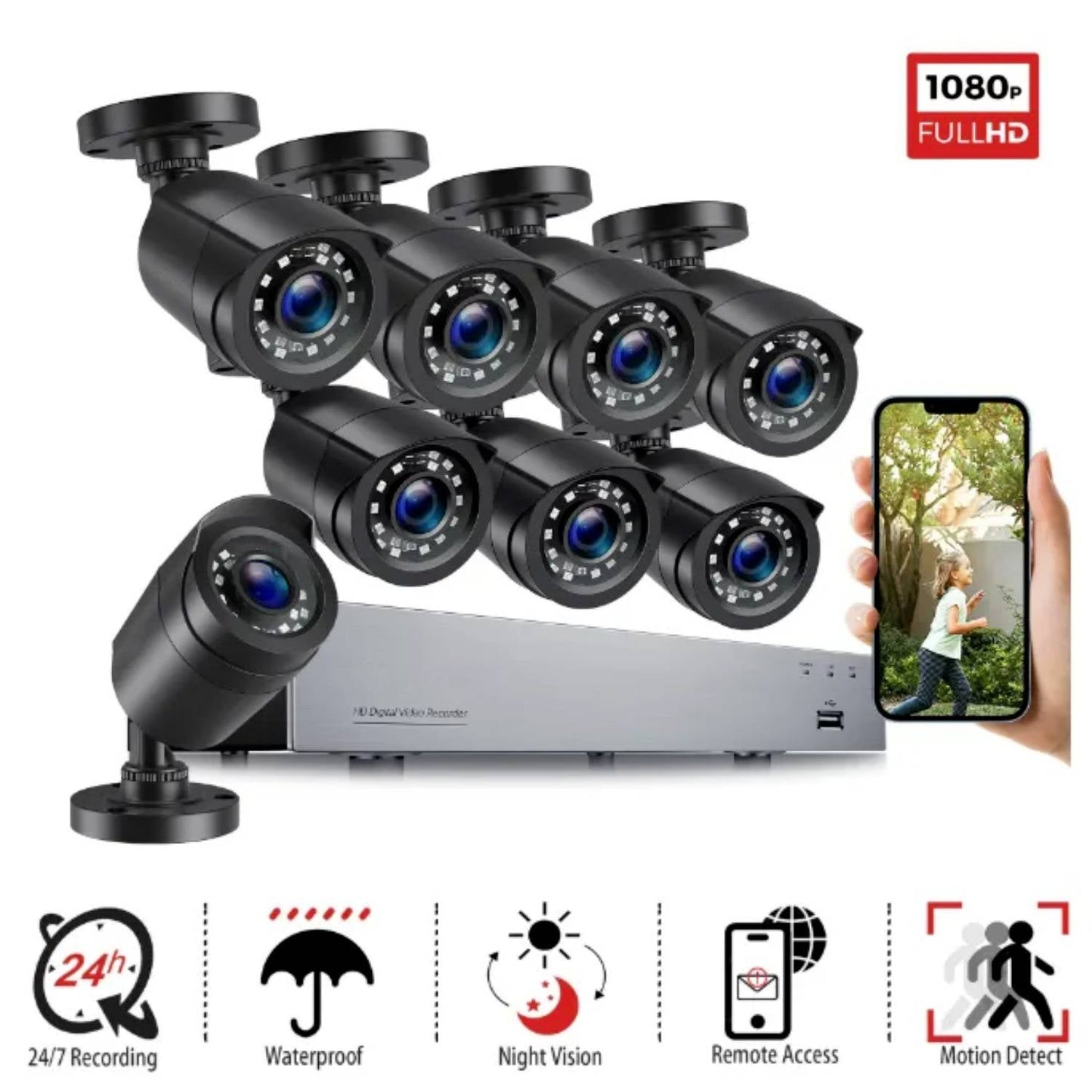 Outdoor CCTV Security Camera System Kit Night Vision