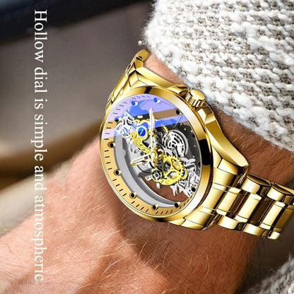 Skeleton Men's Automatic Quartz Stainless Steel Watch