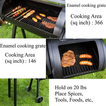 Parrilla doble de carbón para barbacoa con ahumador offset combinado