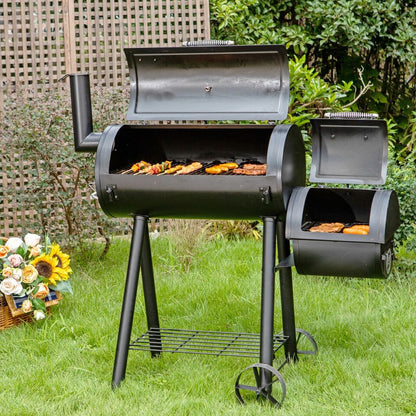 Parrilla doble de carbón para barbacoa con ahumador offset combinado