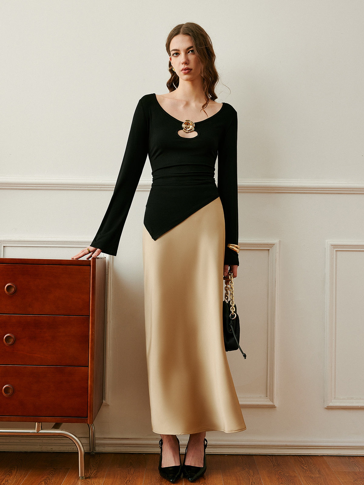 Satin High-Waist Skirt