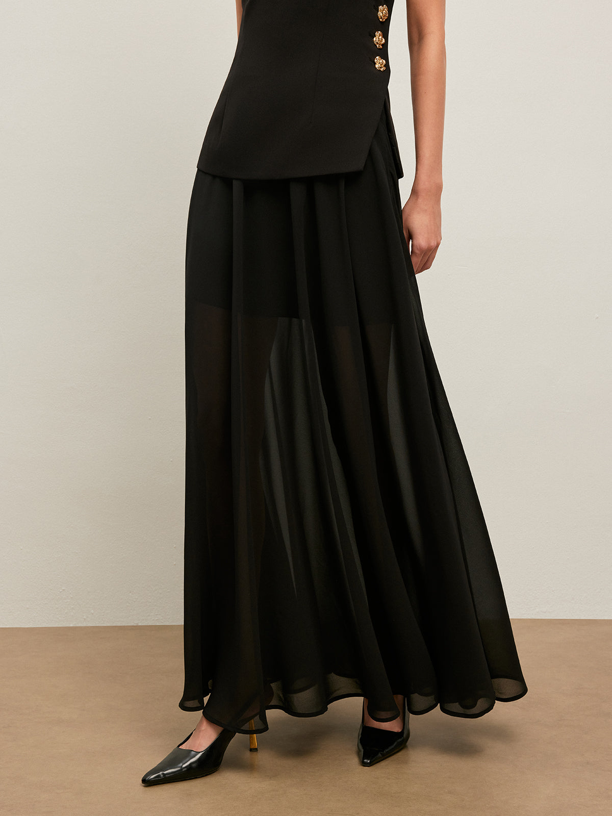Semi-Sheer Chiffon Skirt
