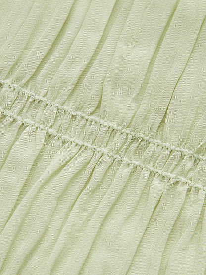 Semi-Sheer Strappy Pleated Dress