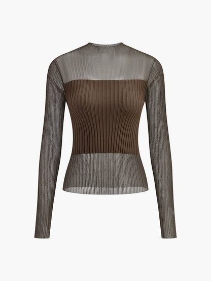 Sheer Panel Slim Sweater