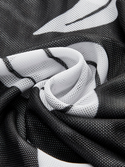 Sheer Printed Mesh Beach Cover-Up Skirt