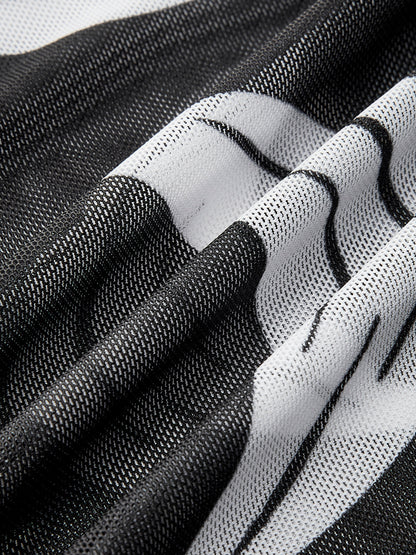 Sheer Printed Mesh Beach Cover-Up Skirt