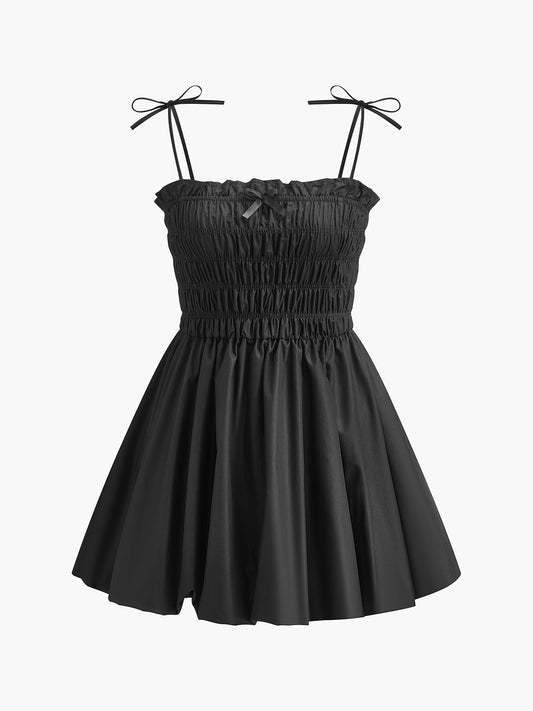 Shirred Tie-Strap Dress