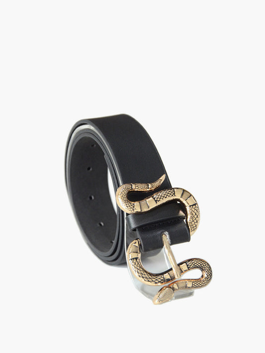 Snake Buckle Leather Belt