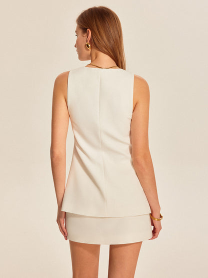 Split-Front V-Neck Skirt Set