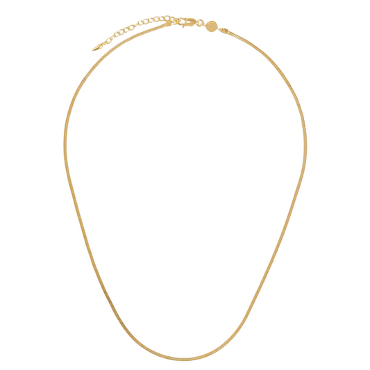 Square Snake Chain Necklace, 925 Silver, 18K Gold Plated