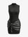 Stand Collar Faux Leather Ruched Panel Dress