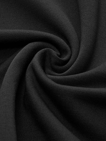 Stand-Collar Pleated Slit Jersey Dress