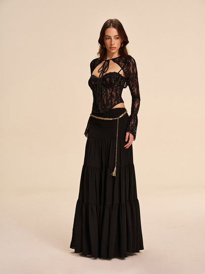 Tiered Chiffon Skirt Without Belt