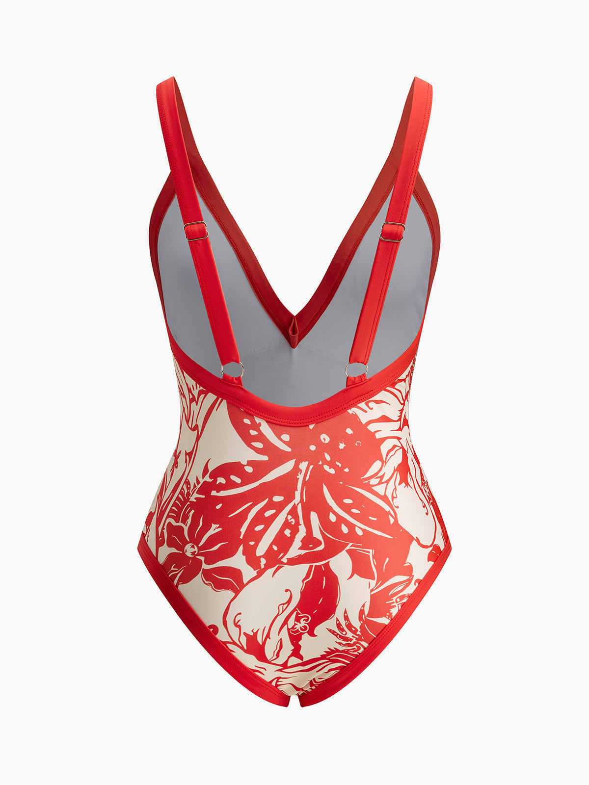 Tropical Print V-Neck One-Piece Swimsuit