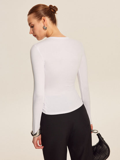 Twist-Front Long Sleeve Top
