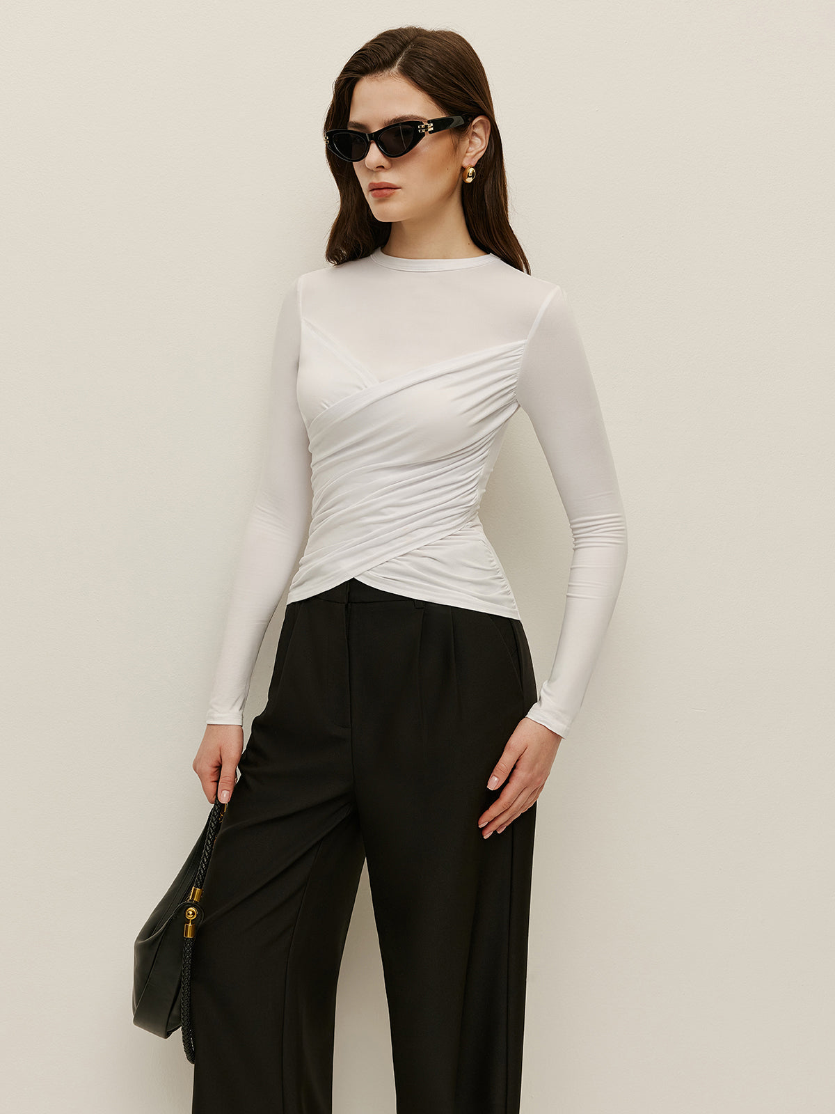 Twist-Front Long Sleeve Top