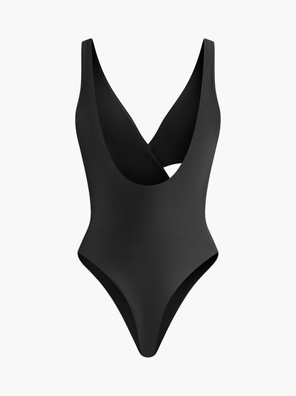 V-Neck Criss-Cross One-Piece Swimsuit