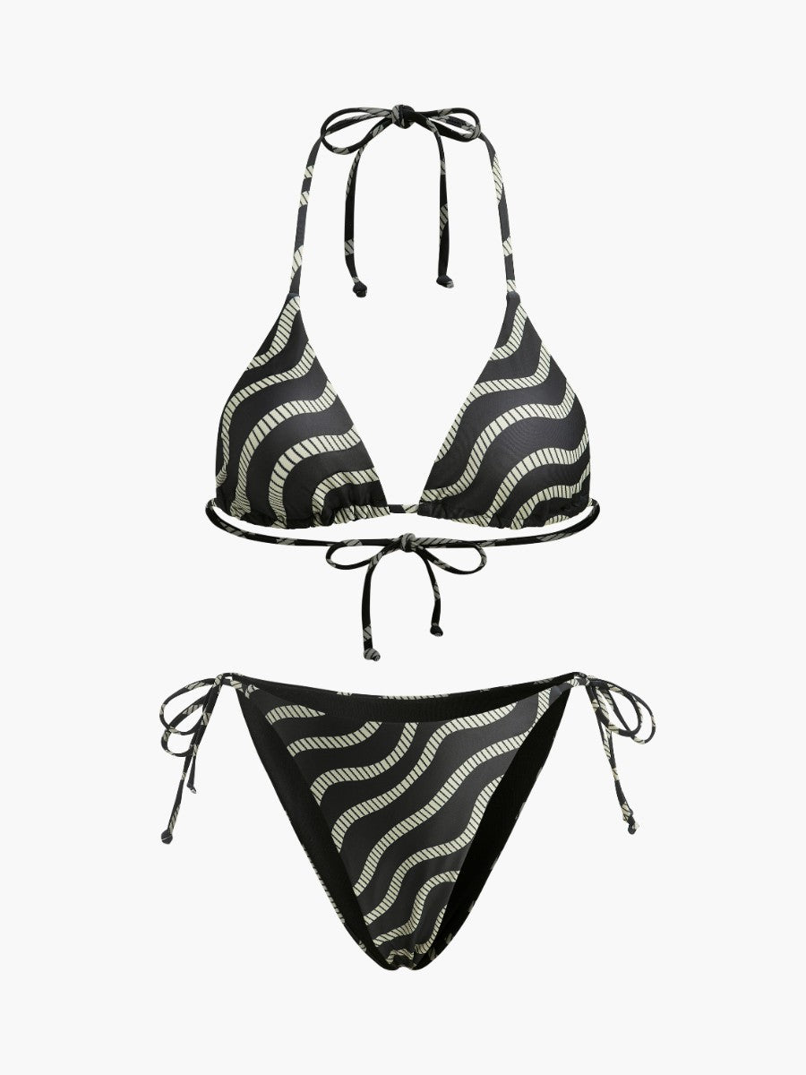 Wave Pattern Triangle Bikini Set