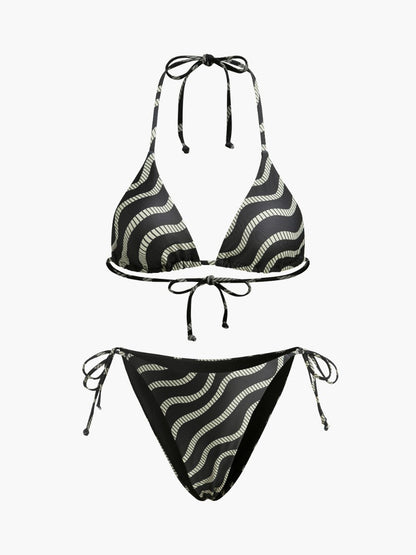 Wave Pattern Triangle Bikini Set