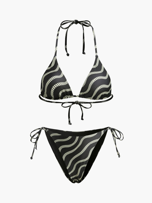 Wave Pattern Triangle Bikini Set