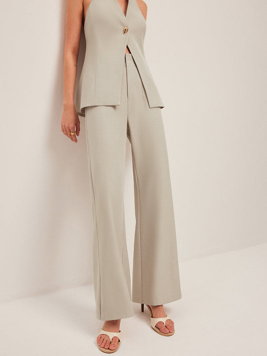 Wide-Leg Midi-Waisted Pants
