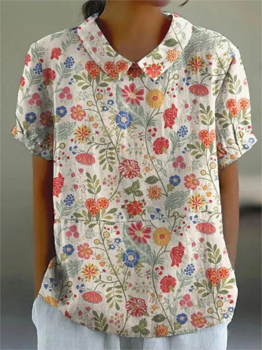 Women's Casual Shirt, Pastoral Floral Print