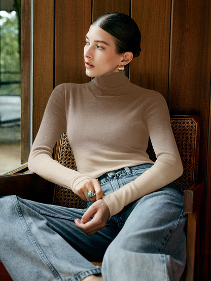 Wool-Blend Ombre Slim Knit Top